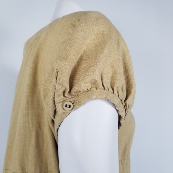 Bulle De Savon Tan Hemp Knee Length Bohemian Granola Minimalist Dress Size S/M - Picture 7 of 15